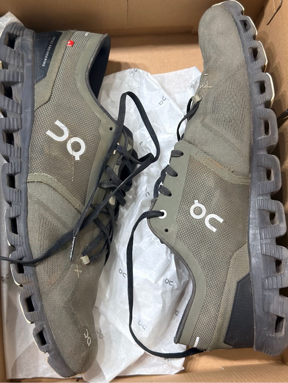 On Running Olive Green and Black Men's Cloudrunning Sneakers
